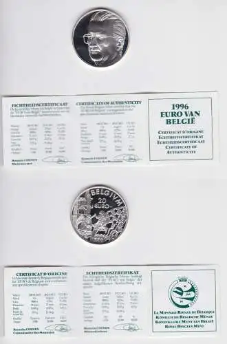 20 Euro Silbermünze Belgien 1996 PP (154397)