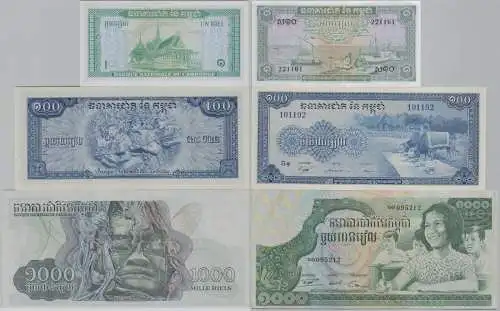 1,100 & 1000 Riels Banknoten Kambodscha Cambodia Cambodge UNC (140341)