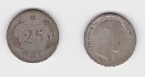 25 Öre Silber Münze Dänemark 1874 Delphin s (154380)