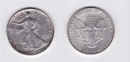 1 Dollar Silber Münze Silver Eagle USA 1991 1 Unze Feinsilber  (119843)
