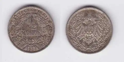1/2 Mark Silber Münze Kaiserreich 1913 E, Jäger 16  (119461)
