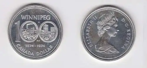 1 Dollar Silber Münze Kanada 100 Jahre Winnepeg 1974 (132131)