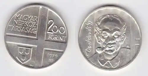 200 Forint Silber Münze Ungarn 1976 Maler Gyula Derkovits Stgl. (142212)