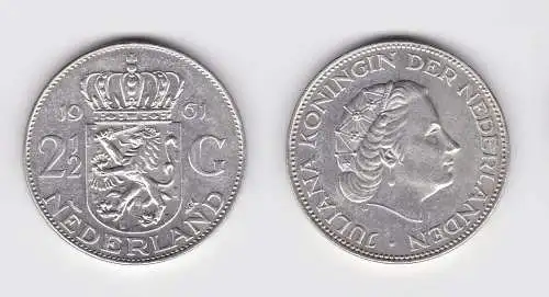 2 1/2 Gulden Silber Münze Niederland 1961 (135493)