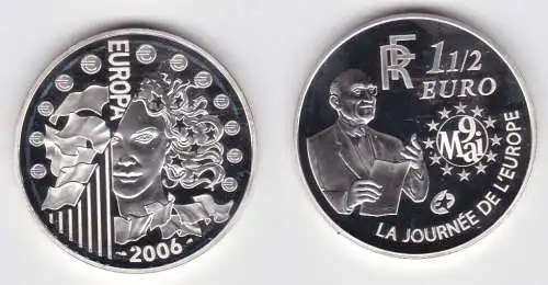 1 1/2 Euro Silbermünze Frankreich Europäische Verträge, Schumann 2006 (143701)