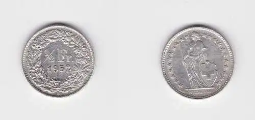 1/2 Franken Silber Münze Schweiz 1952 B (135507)