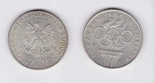 200 Zloty Silber Münze Polen Olympisches Feuer 1976 Stgl. (131461)