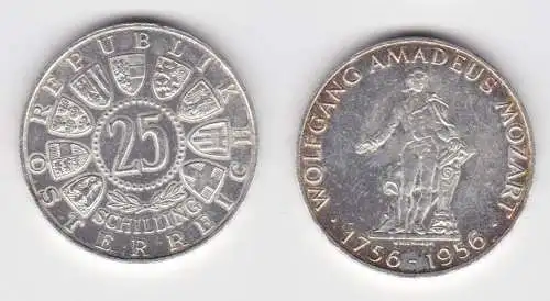 25 Schilling Silber Münze Österreich Mozart 1956 ss/vz (142757)
