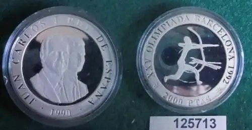 2000 Pesetas Silbermünze Spanien Olympiade Barcelona 1992, 1990 (125713)