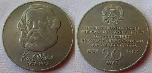 DDR Gedenk Münze 20 Mark Karl Marx 1983 (162642)