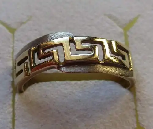 Eleganter 585er 14 Karat Gold Ring mit Labyrinth Ringkopfverzierung (160764)