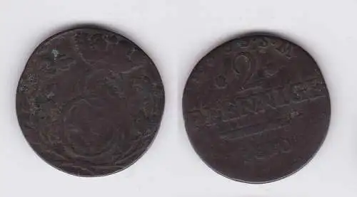 2 Pfennig Kupfer Münze Sachsen Coburg Saalfeld 1810 s/ss (162358)