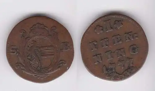 1 Pfennig Kupfer Münze Österreich Salzburg Erzbistum 1777 ss (162483)