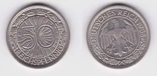 50 Pfennig Nickel Münze Weimarer Republik 1935 E f.vz (162558)