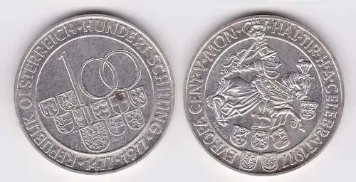 100 Schilling Silber Münze Österreich 1977 500 Jahre Münze Hall (156262)