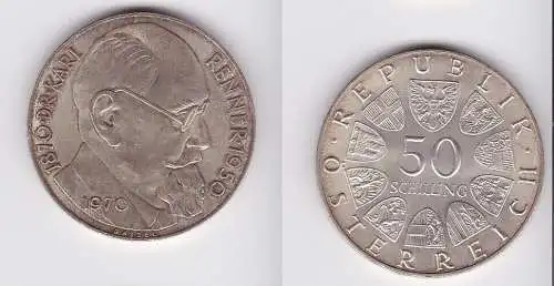 50 Schilling Silber Münze Österreich 1970 100. Geb. von Dr. Karl Renner (151870)