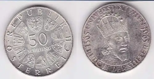 50 Schilling Silber Münze Österreich 1965 600 Jahre Universität Wien (151517)