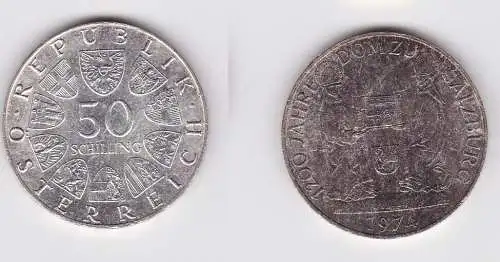 50 Schilling Silber Münze Österreich 1974 1200 Jahre Dom zu Salzburg (159401)