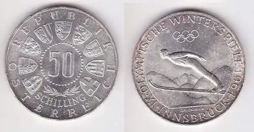 50 Schilling Silber Münze Österreich Winter Olympiade Innsbruck 1976 (157718)