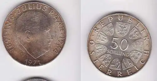 50 Schilling Silber Münze Österreich 80. Geburtstag von Julius Raab 1971(155853)