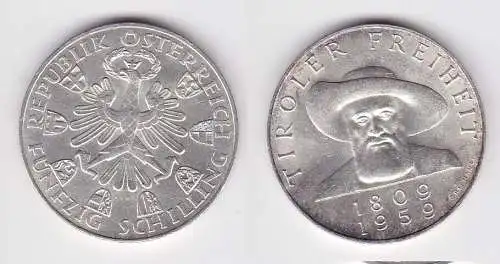 50 Schilling Silber Münze Österreich 1959 Tiroler Freiheit 1809-1959 (152394)