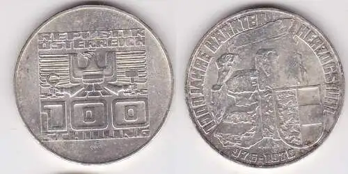100 Schilling Silber Münze Österreich 1976 1000 J. Kärnten Herzogstuhl (159593)