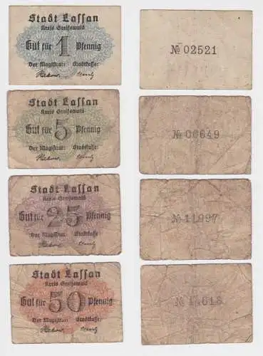 1 bis 50 Pfennig Banknote Notgeld Stadt Lassan (156410)