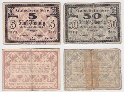 5 und 50 Pfennig Banknote Notgeld Stadt Neuruppin (154094)