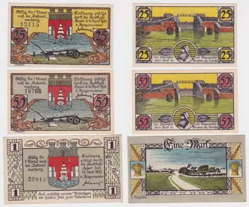 25 Pfennig bis 1 Mark Banknote Notgeld Stadtkasse Hoyer 1920 (153432)