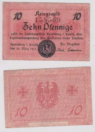 10 Pfennig Banknote Notgeld Spremberg in der Lausitz 26. März 1917 (159318)