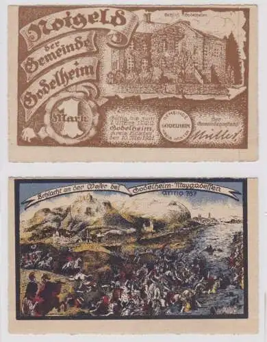 1 Mark Banknote Notgeld Gemeinde Godelheim Kreis Höxter 10. Mai 1921 (156917)