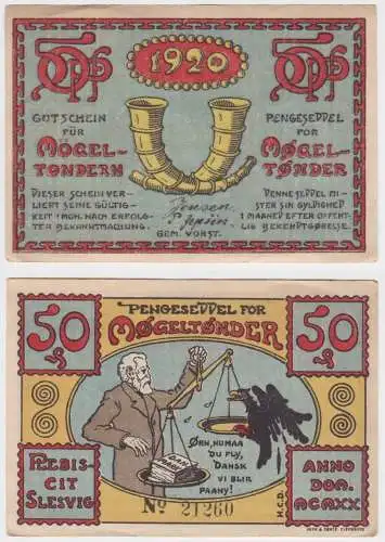 50 Pfennig Banknoten Notgeld Mögeltondern 1920Dänemark Møgeltøndern (150442)