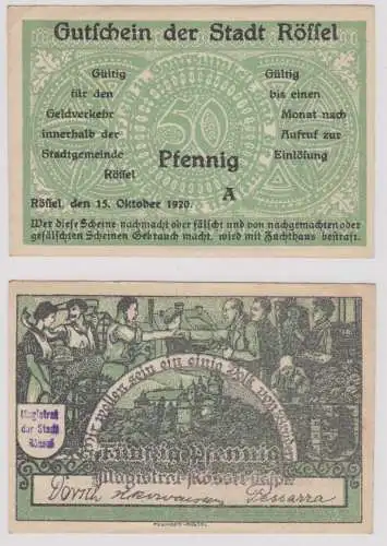 50 Pfennig Banknote Notgeld Stadt Rössel Ostpreussen 15. Oktober 1920 (159397)