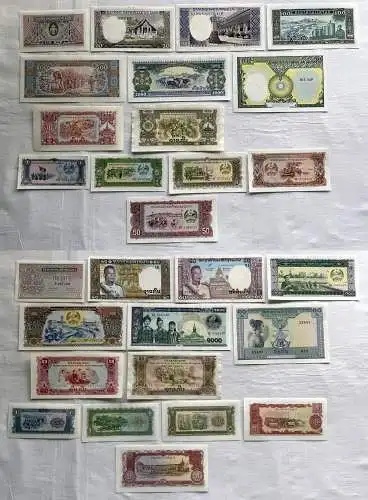 14x Banknoten Laos 1 bis 1000 Kip (162799)