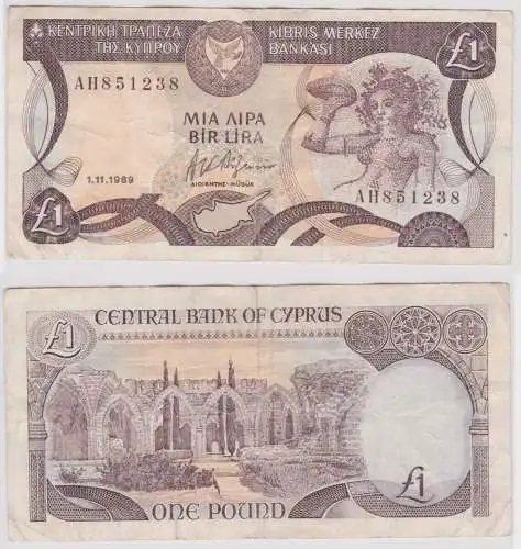 1 Pound Pfund Banknote Zypern Cyprus 01. November 1993 Pick 53a (158801)