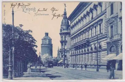 16925 Ak Leipzig Schillerstrasse mit Strassenbahn 1899