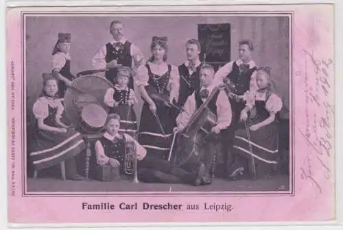 62454 Ak Musiker Familie Carl Drescher aus Leipzig um 1900