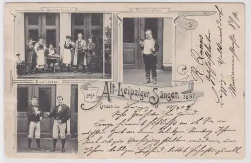 75093 Ak Gruß aus Leipzig Alt-Leipzig Sänger gegr.1897, 1902