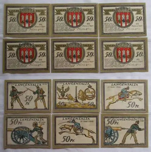 6 x 25 Pfennig Banknoten Notgeld Stadt Langensalza 1921 (162585)