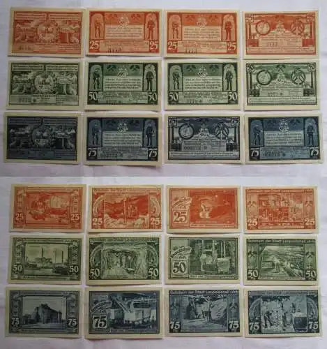 12 Banknoten Notgeld Stadt Leopoldshall Bergbauserien 1 bis 4 25.7.1921 (162533)