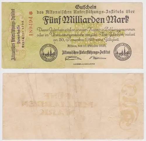 5 Milliarden Mark Banknote Altona Unterstützungs Institut 10.10.1923 (162594)