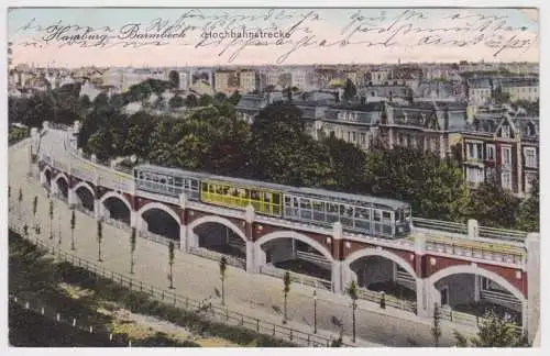 40217 Ak Hamburg-Barmbeck - Partie an der Hochbahnstrecke 1911