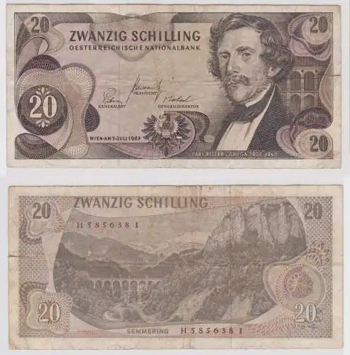 20 Schilling Banknote Österreichische Nationalbank Österreich 2.7.1967 (162541)