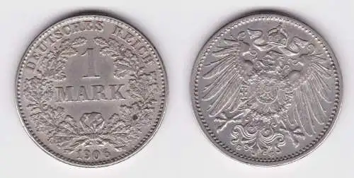 1 Reichsmark Silber Münze 1906 G vz (156610)