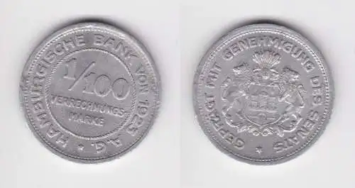 1/100 Verrechnungsmarke Notgeld Münze Hamburgische Bank von 1923 (161204)