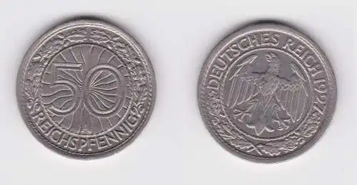 50 Pfennig Nickel Münze Weimarer Republik 1927 A ss+ (161647)