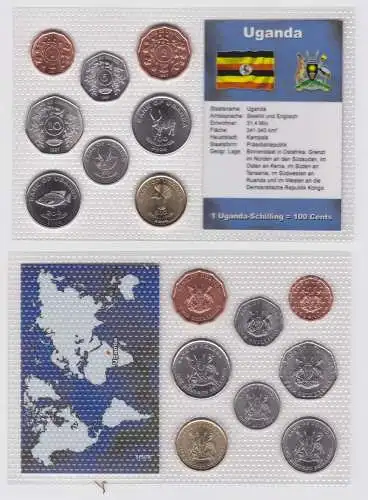 Kursmünzsatz KMS 8 Münzen Uganda Stgl. im Blister (133077)