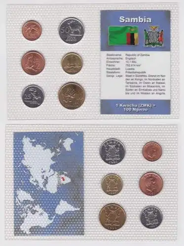Kursmünzsatz KMS 6 Münzen Sambia Stgl. im Blister (139879)