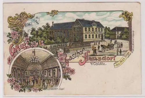 62078 Ak Lithographie Gruß aus Hausdorf bei Colditz Gasthof 1910