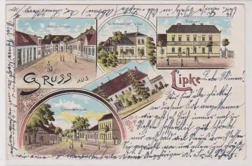 99920 Ak Lithographie Gruß aus Lipke Lipki Wielkie Postamt, Schloß usw. 1901